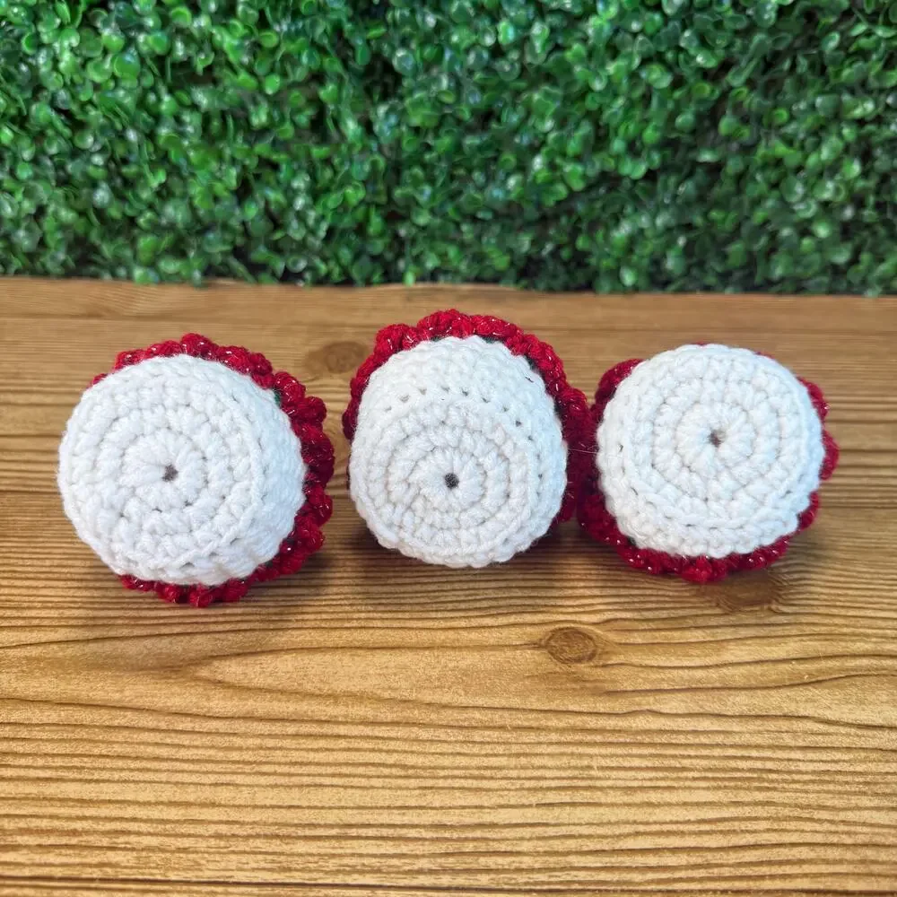 Bundle of 6 Handmade Crochet Christmas Red & Green Cupcake Holiday Decor Gift